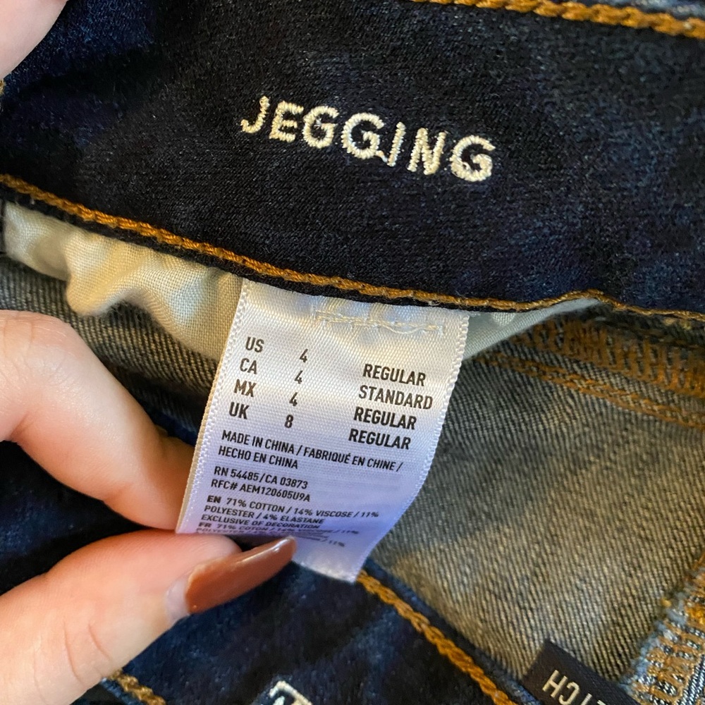 Skinny jeans with rips, dark blue , size 4